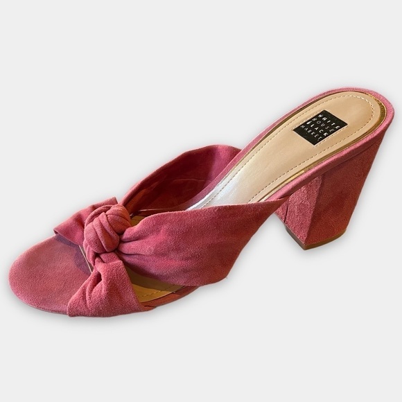 WHBM Callie Pink Suede Slides Mules Sandals Size 10 - Picture 1 of 10